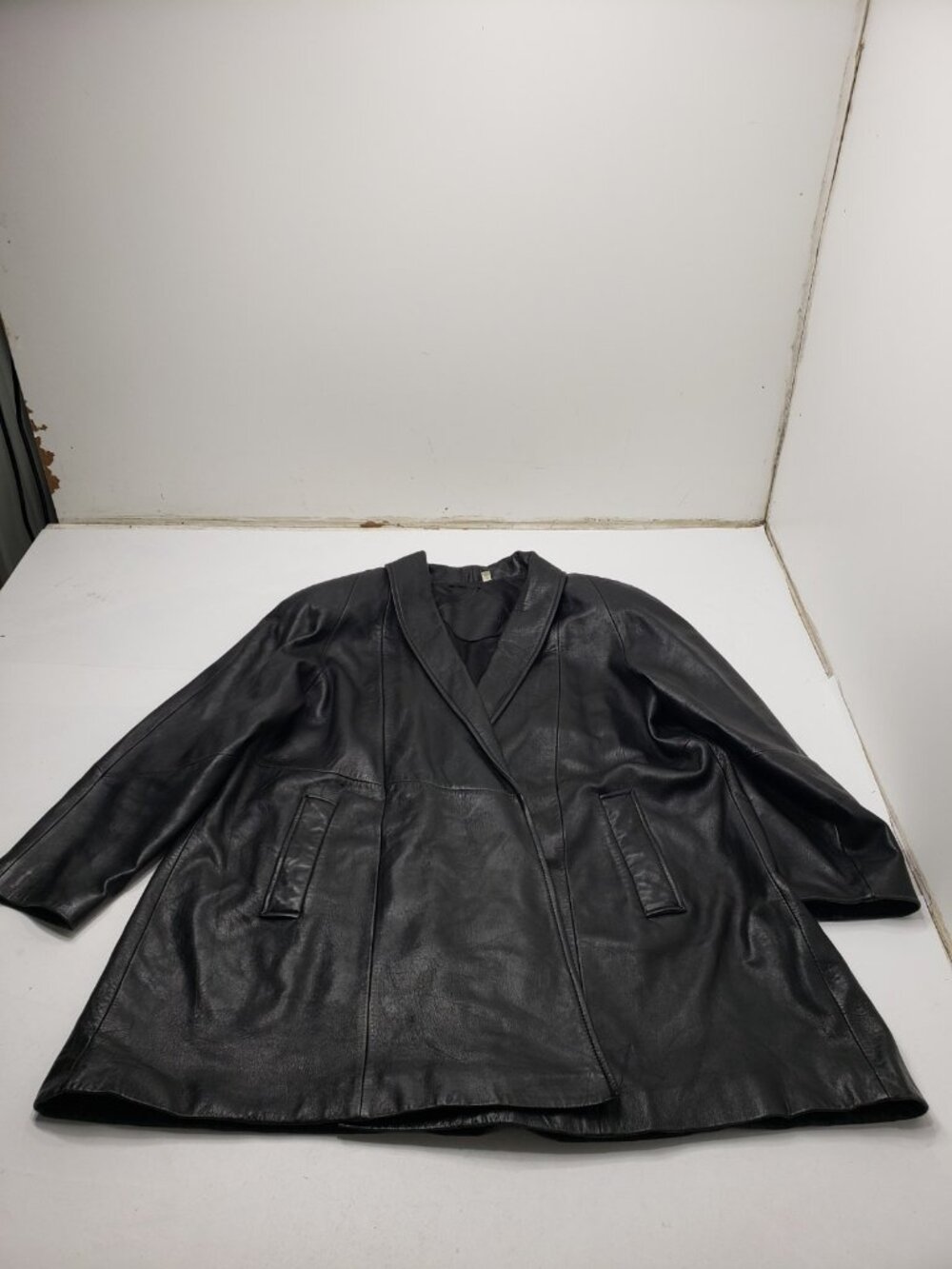 Vintage Preston & York Black Genuine Leather Blazer Jacket Men's Large Korea